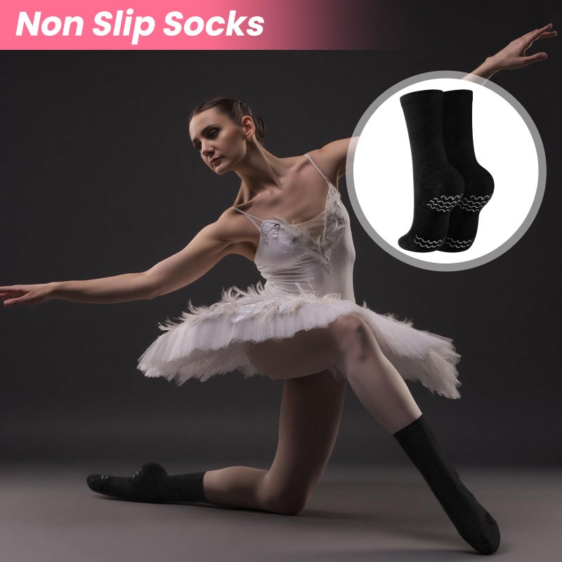 Twistover Dance Non Slip Socks Dancing Socks with Spin Spot Compression Ankle Ballet Dance Stockings for Dancer Women Girls(Black,7-10) - Image 2