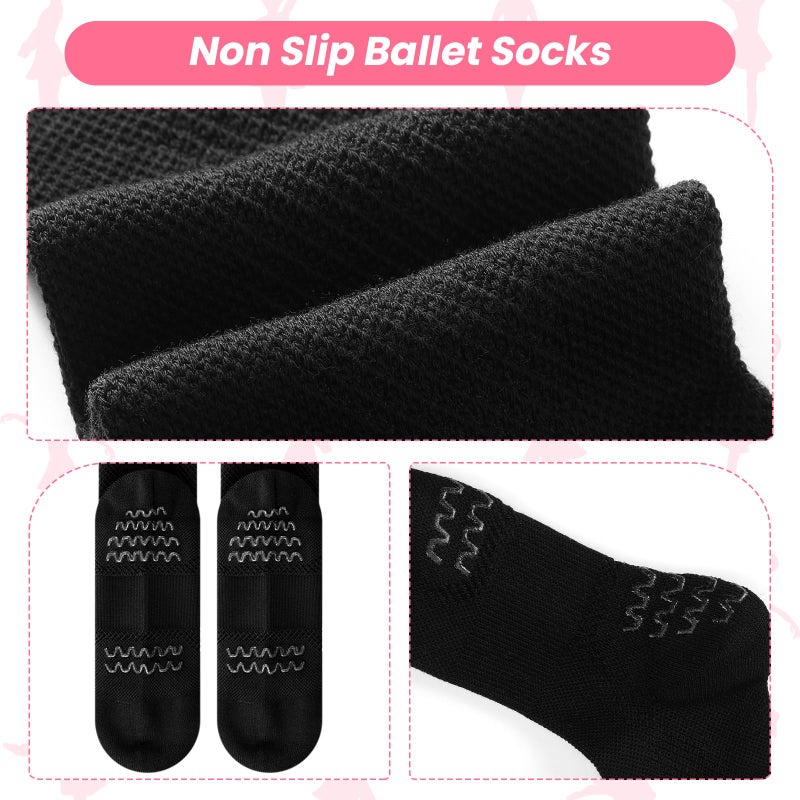 Twistover Dance Non Slip Socks Dancing Socks with Spin Spot Compression Ankle Ballet Dance Stockings for Dancer Women Girls(Black,7-10) - Image 5