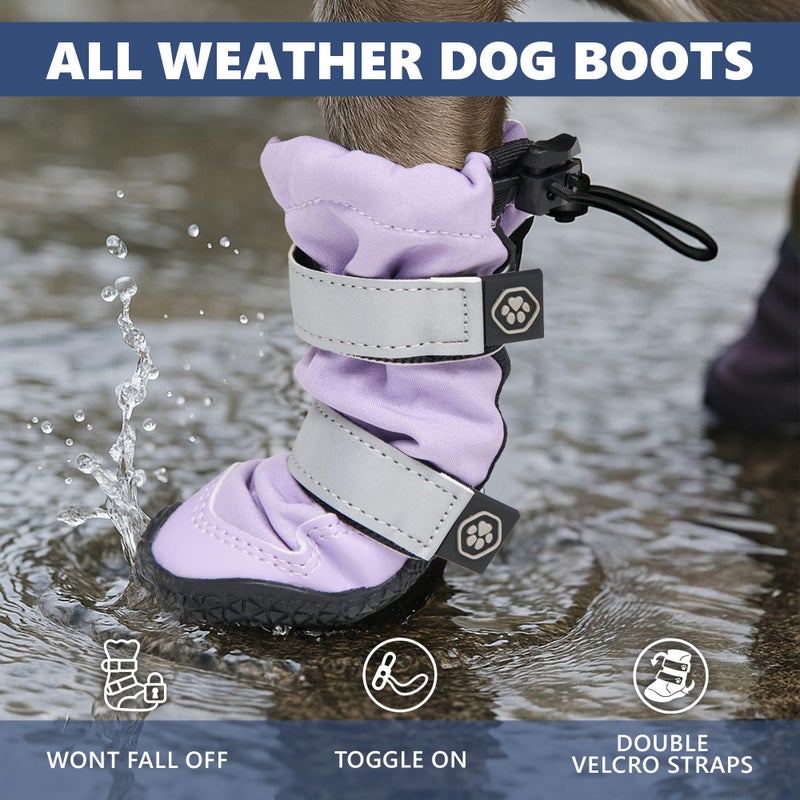 Spark Paws Dog Shoes, Waterproof Dog Boots for Medium to Large Dogs, Non Slip, Breathable Dog Booties and Paw Protectors - 4PCS Doggie Hiking Boots with Reflective Straps - Lilac, Size 5 - Image 3