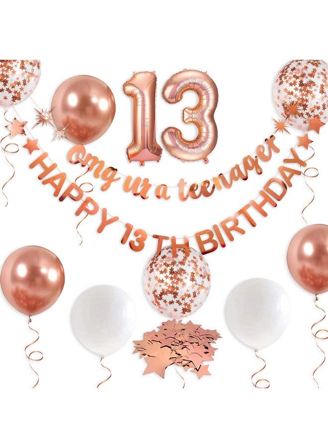 pinkblume لافتة عيد ميلاد سعيد باللون الذهبي الوردي، يا إلهي، أنت مراهقة، إكليل من ورق القصدير، 13 لـ 13 زينة عيد ميلاد رسمية لعيد ميلاد المراهقات الثالث عشر للفتيات المراهقات بعمر 13 عامًا، لوازم حفلات عيد الميلاد - Image 2