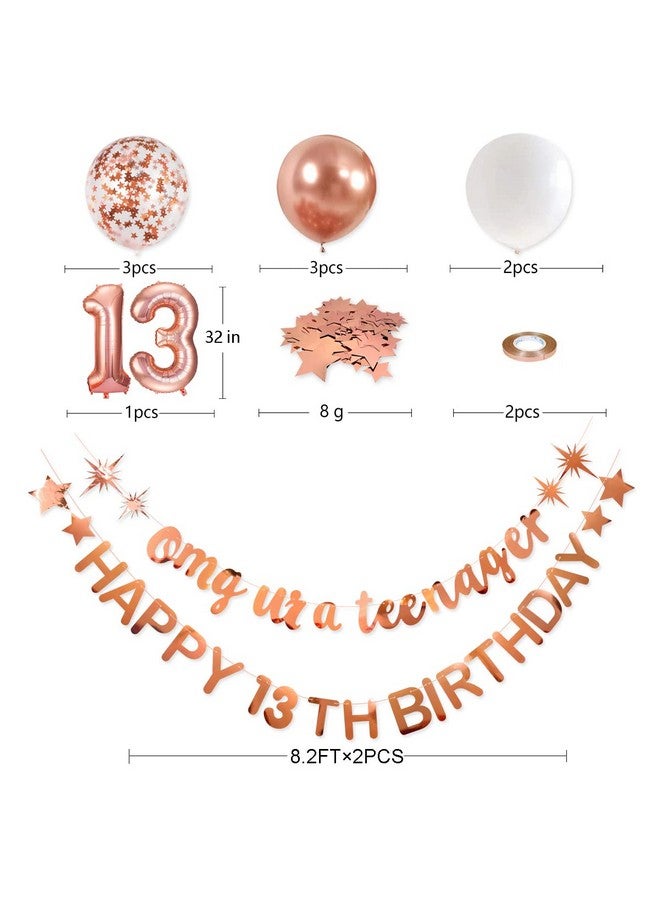 pinkblume لافتة عيد ميلاد سعيد باللون الذهبي الوردي، يا إلهي، أنت مراهقة، إكليل من ورق القصدير، 13 لـ 13 زينة عيد ميلاد رسمية لعيد ميلاد المراهقات الثالث عشر للفتيات المراهقات بعمر 13 عامًا، لوازم حفلات عيد الميلاد - Image 3