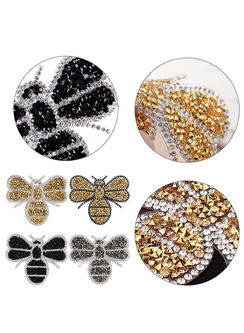 SYOSI Bee Iron/Sew on Patch, 4 Pcs Crystals Bee Patches Sewing Iron on Badge Bag Clothing Fabric Patches Applique Bee Sewing Patches for Clothes Jeans Jackets DIY Crafts - Image 4