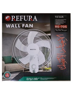 REFURA مروحة حائط 16 بوصة 3 سرعات، لون أبيض، 70 وات RE-705 