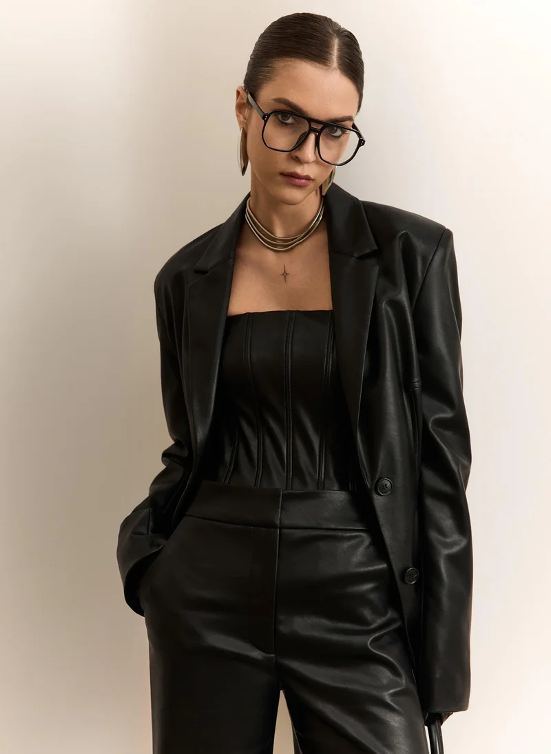Lichi Corset eco-leather top