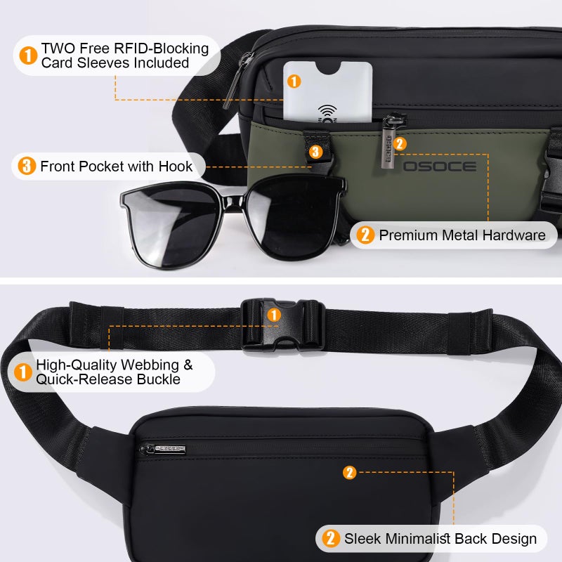 OSOCE Cross Body Fanny Pack for Men Women, Fashion Waist Packs, Crossbody Bags, Belt Bag with Adjustable Strap, Small - Image 5
