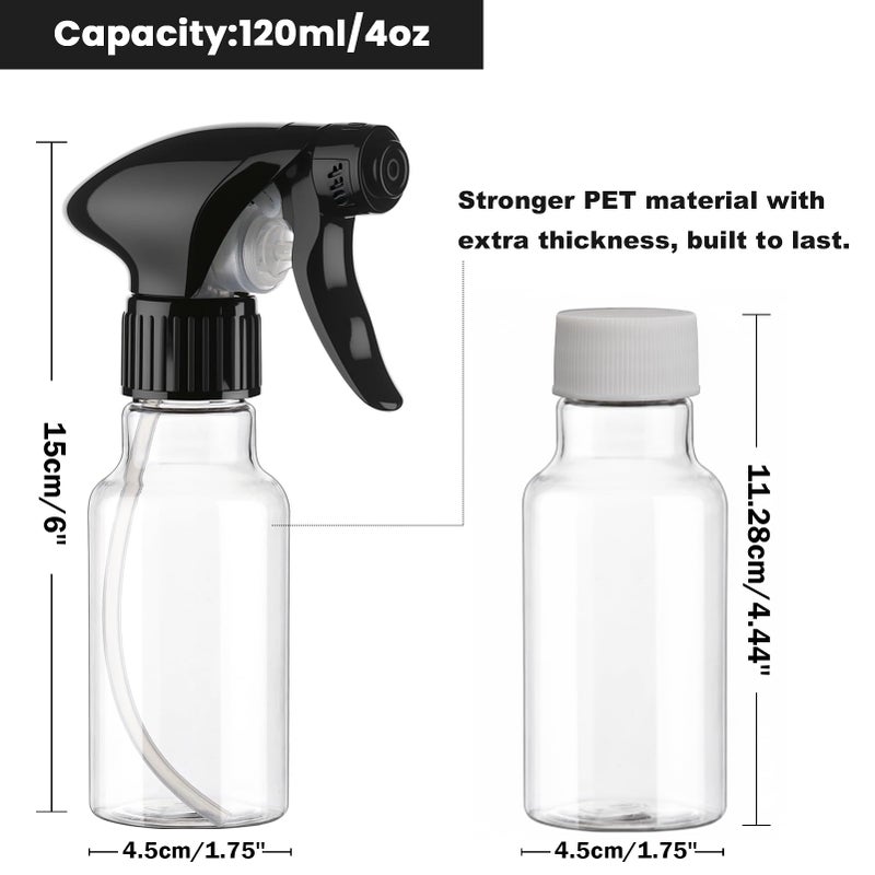 Hethyo Spray Bottles 4oz/120ml Plastic Small Spray Bottle for Hair Mist/Stream Spraying Heavy Duty Empty Water Spray Bottles for Cleaning Solutions, Plants 2 Pack (Clear) - Image 3