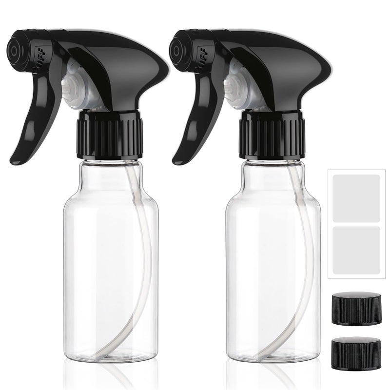 Hethyo Spray Bottles 4oz/120ml Plastic Small Spray Bottle for Hair Mist/Stream Spraying Heavy Duty Empty Water Spray Bottles for Cleaning Solutions, Plants 2 Pack (Clear) - Image 1