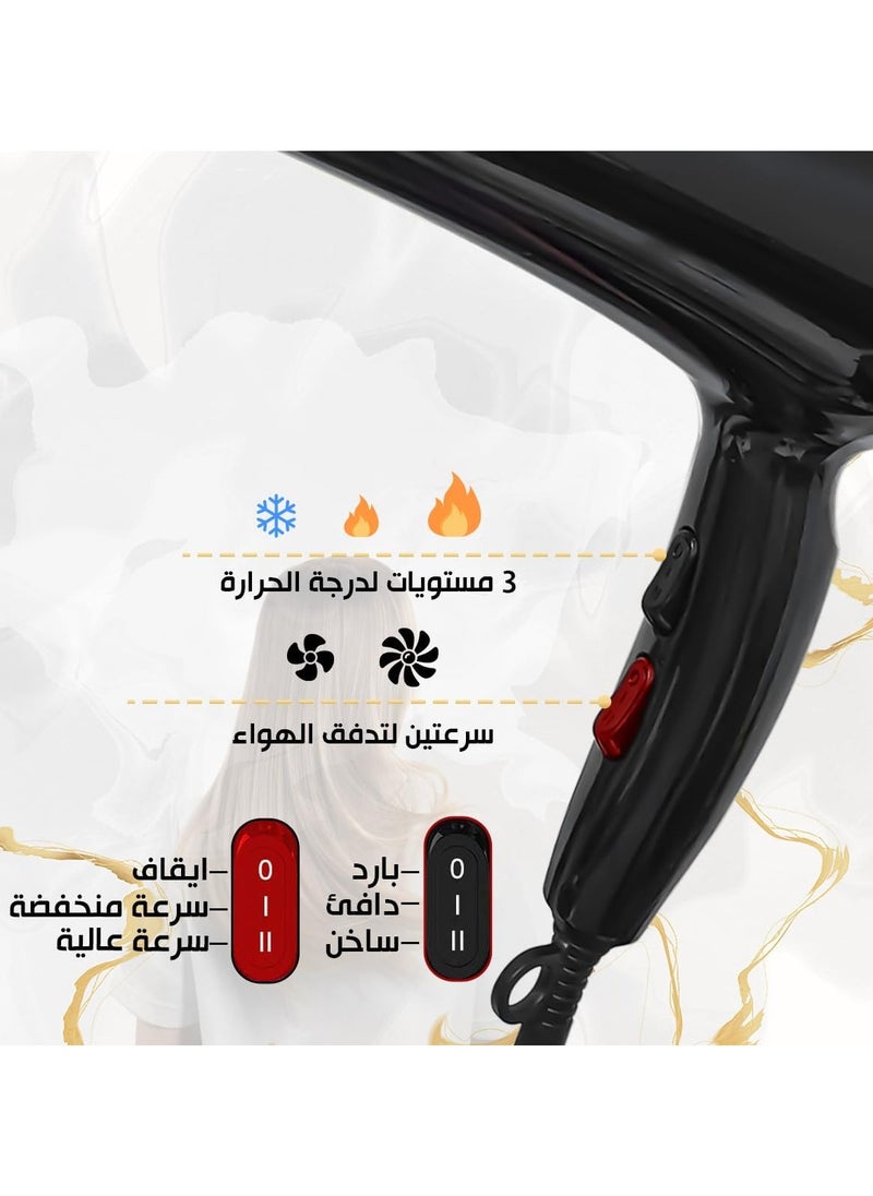 POLITUN - Hair Dryer Professional - 5000 Watts, Fast Drying, Salon Smooth, Powerful Motor, 3 Temperature Settings, 2 Speeds, Detachable Air Concentrator, with 3 attachment, PT-V5 - Image 1