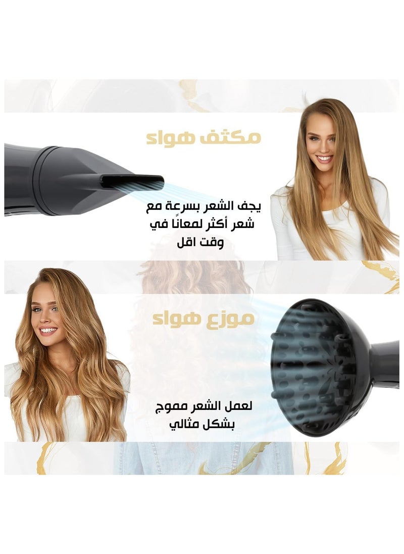 POLITUN - Hair Dryer Professional - 5000 Watts, Fast Drying, Salon Smooth, Powerful Motor, 3 Temperature Settings, 2 Speeds, Detachable Air Concentrator, with 3 attachment, PT-V5 - Image 1