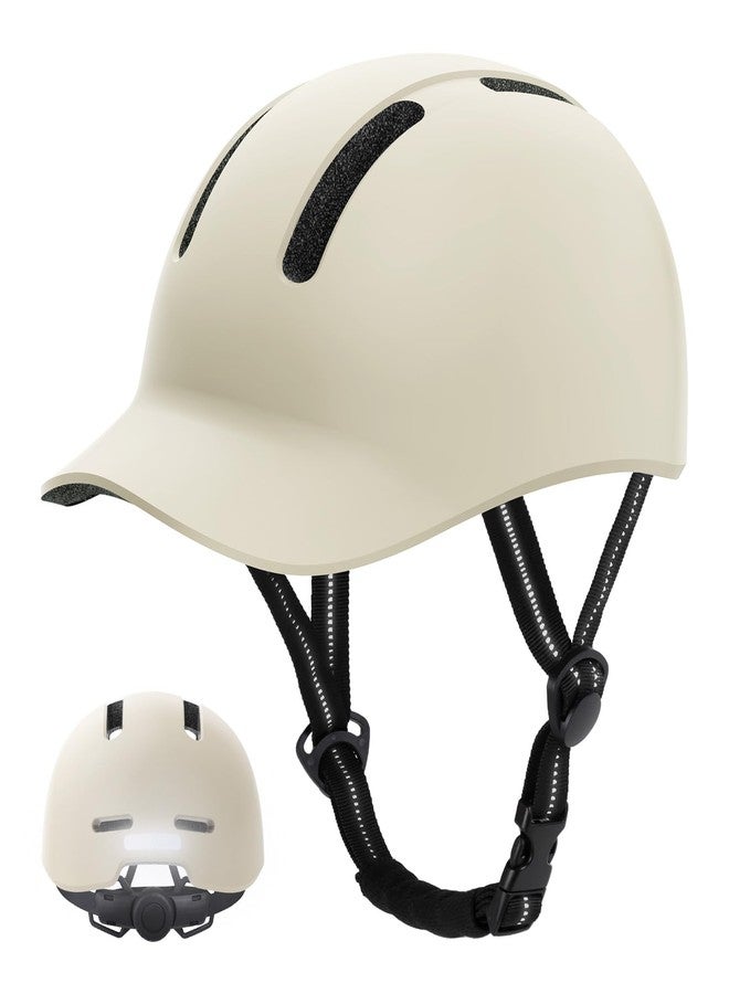 Shinmax Bike Helmet - Lightweight Adjustable Baseball Cap Style Cycling Helmet with Long Visor, Reflective Strip, for Urban Commuter, Mountain & Road Biking (Ivory, Medium:54-58cm) - Image 1