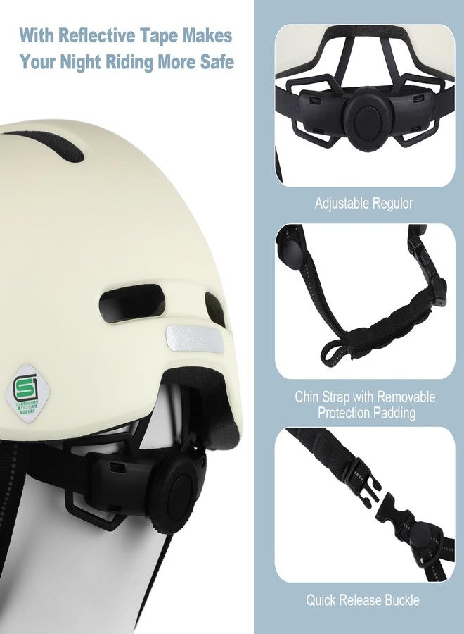 Shinmax Bike Helmet - Lightweight Adjustable Baseball Cap Style Cycling Helmet with Long Visor, Reflective Strip, for Urban Commuter, Mountain & Road Biking (Ivory, Medium:54-58cm) - Image 5