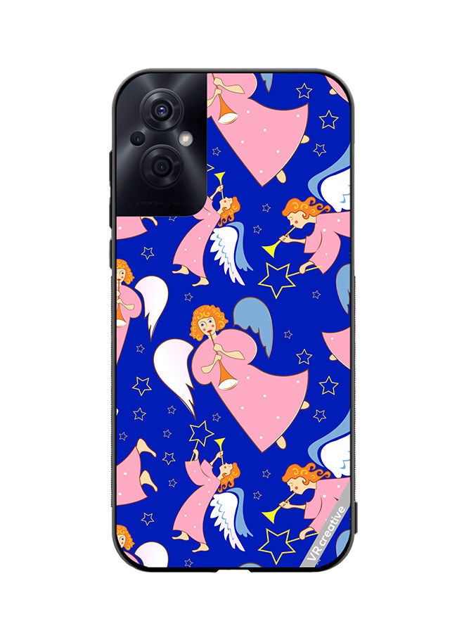 VR CREATIVE Protective Case Cover For Oppo Reno8 Z Christmas Angels With Flutes Design Multicolour - Image 1