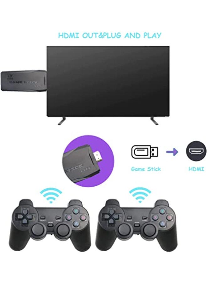 SHOPI 2.4G Wireless Controller Gamepad Console Stick Plug and Play Video Game Stick with 10000+ Games 9 Classic Emulators 4K High Definition HDMI Output for TV with Dual 2.4G Wireless Controllers - 64GB  - Image 4