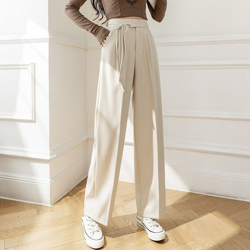 Straight Lace-Up Suit Pants Women'S 2025 Korean Style New Arrival High Waist Daggy Wide Leg Pants Casual Suit Pants - Image 4