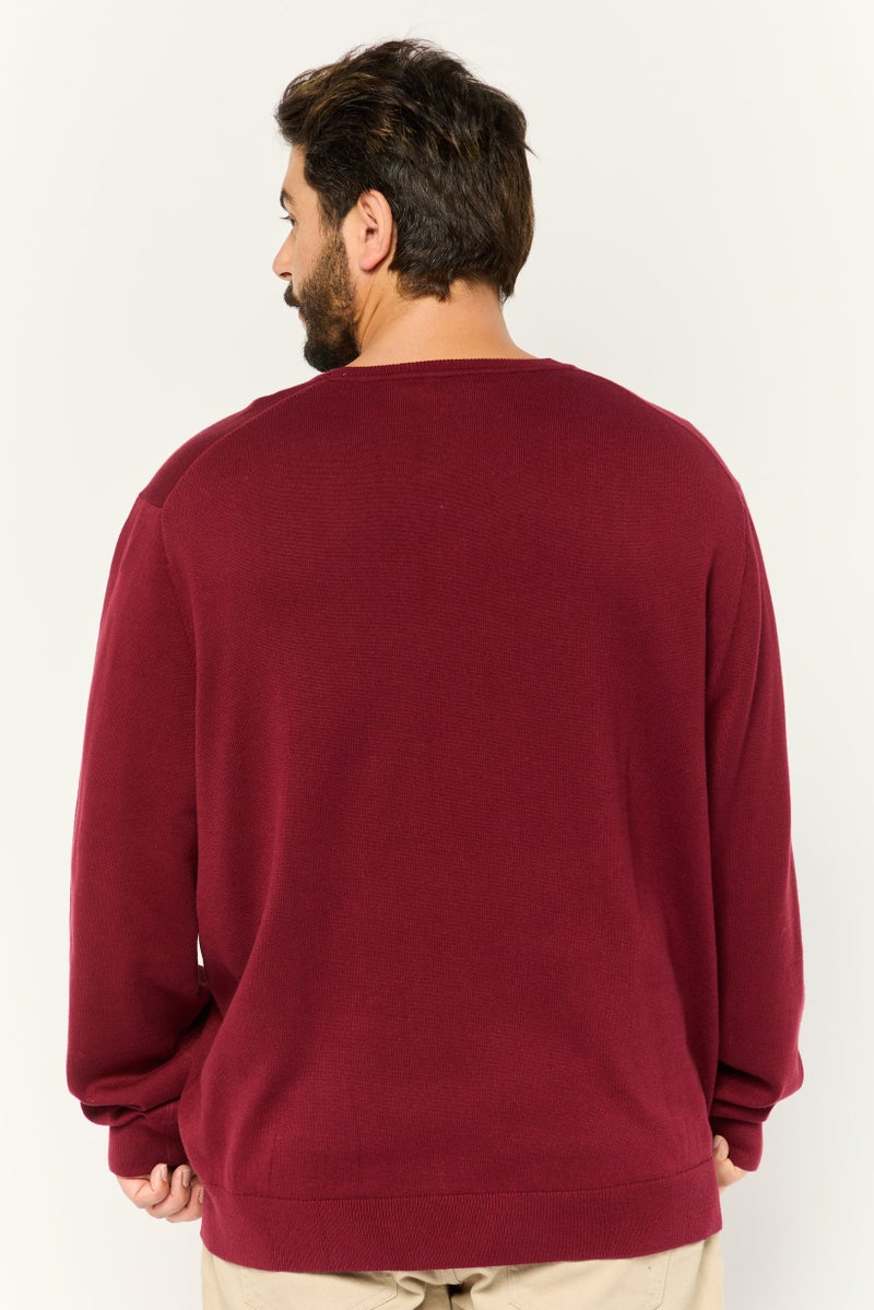 Michael Kors Men Crew Neck Long Sleeve Brand Logo Sweatshirt, Maroon - Image 4