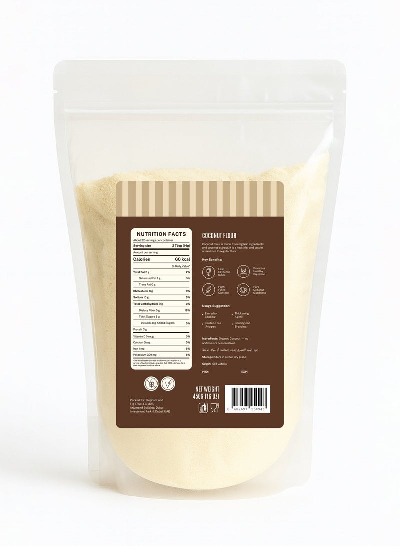 Elephant & Fig Tree Coconut Flour 450g, Gluten-Free, Keto-Friendly, Non-GMO , Made from Organic Coconut Extract, Ideal for Baking & Cooking - Image 5