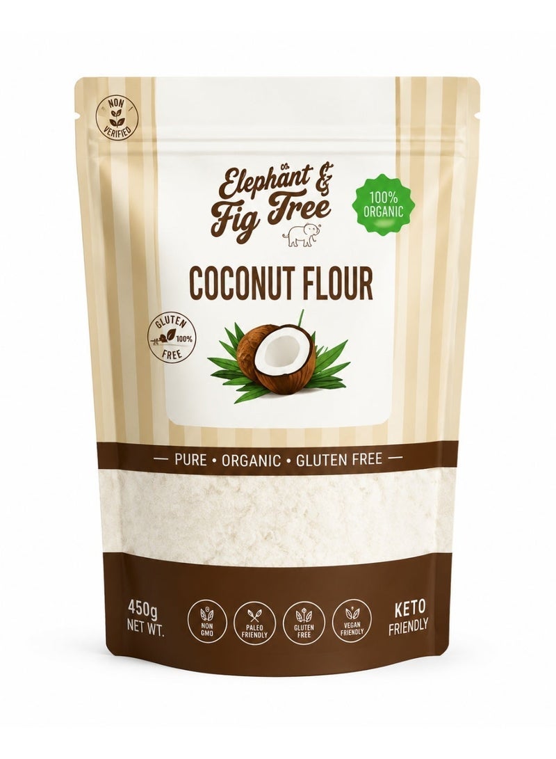 Elephant & Fig Tree Coconut Flour 450g, Gluten-Free, Keto-Friendly, Non-GMO , Made from Organic Coconut Extract, Ideal for Baking & Cooking - Image 1