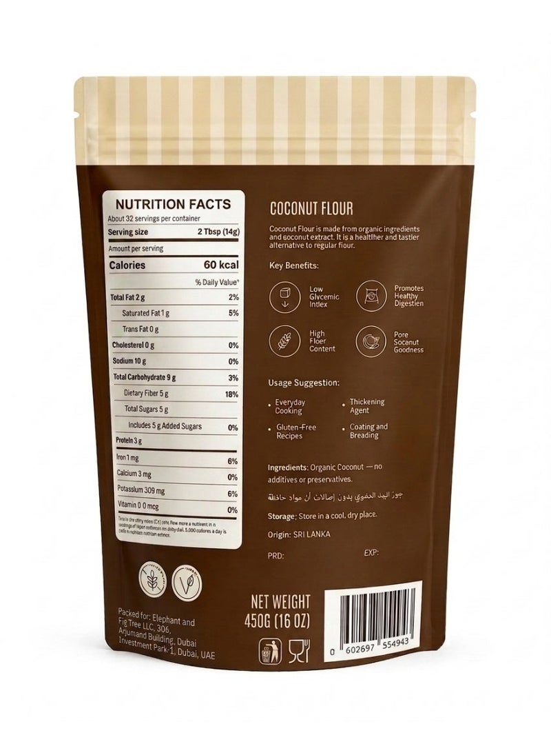 Elephant & Fig Tree Coconut Flour 450g, Gluten-Free, Keto-Friendly, Non-GMO , Made from Organic Coconut Extract, Ideal for Baking & Cooking - Image 4