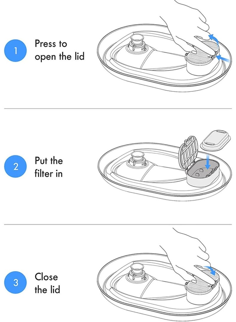 Relex 16PCS Cat Water Fountain Filters, Cats Fountain Filter Replacement for 108oz/3.2L & 67oz/2L Stainless Steel Cat Water Fountain, Pet Fountain Activated Carbon Replaced Filter - Image 4