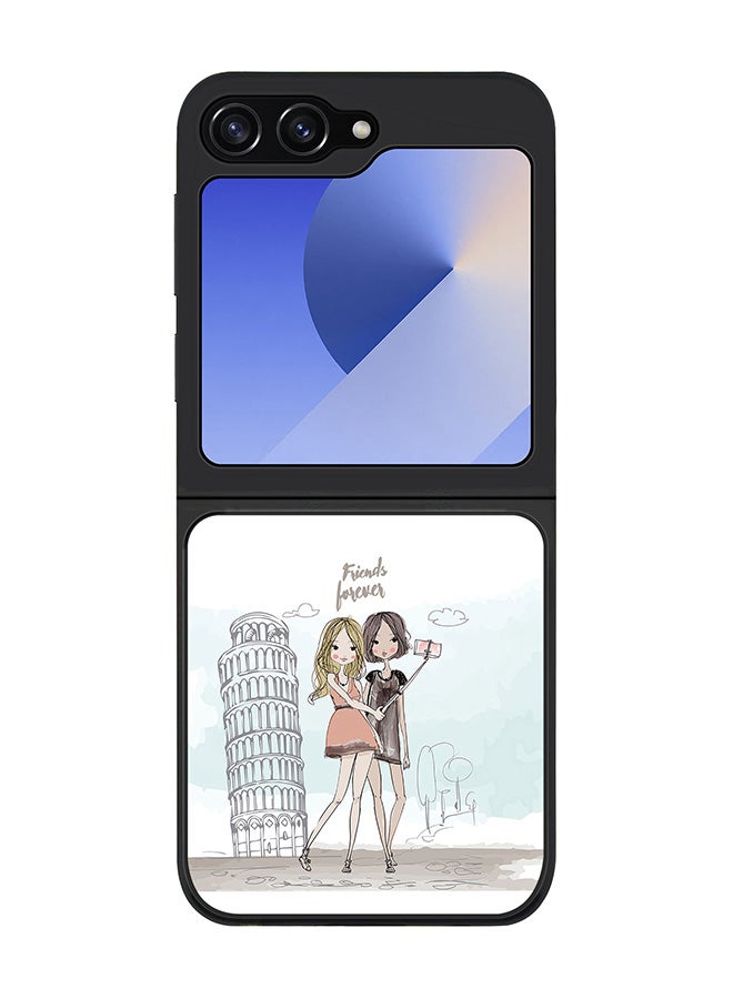 Stylizedd Rugged Black edge case for Samsung Galaxy Z Flip7 FE, Slim fit Soft Case Flexible Rubber Edges Anti Drop TPU Gel Thin Cover -  Friends Forever - Image 1