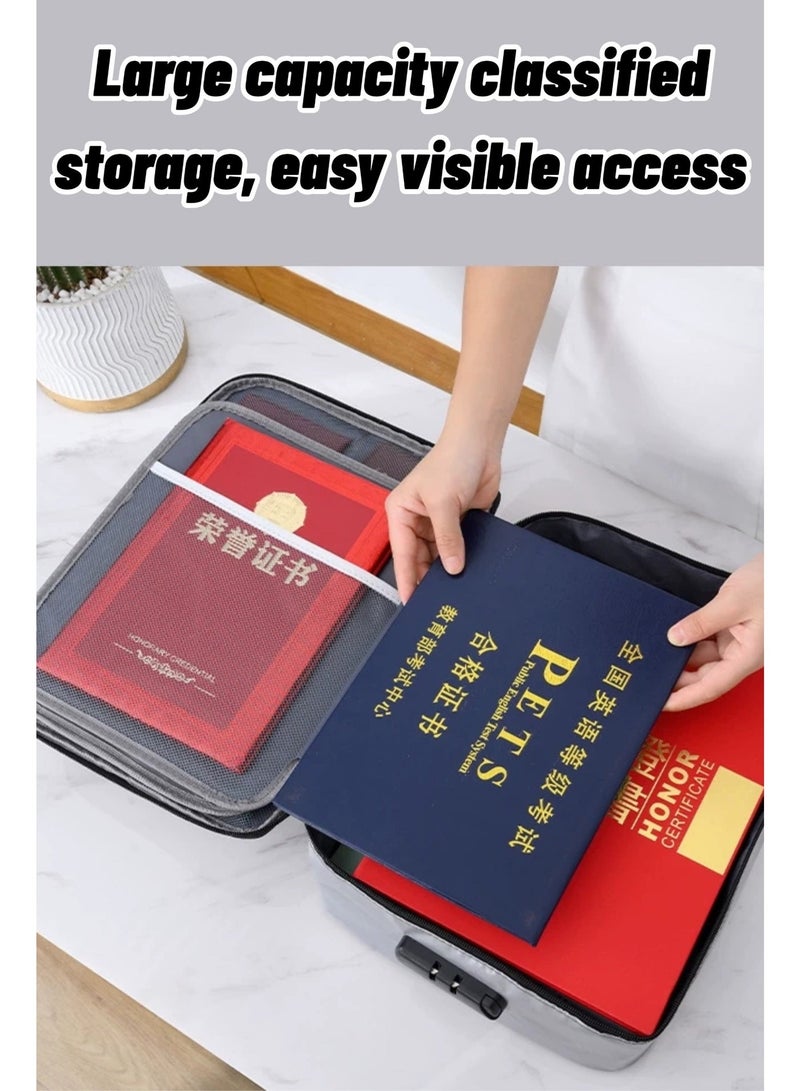 Large Capacity Document Storage Bag with Combination Lock Waterproof Certificate Organizer for Travel - Image 4