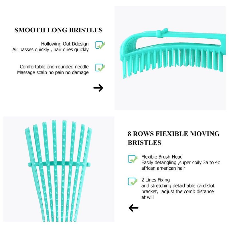 URTHEONE Detangling Hair Brush, Detangling brush for Adults and Kids, Comb Set for Kinky Curly Coily and Wavy Hair, For Wet and Dry Hair, Afro American Type 3a-4c, Comfortable Grip, Easy to Clean(Pinkgreen) - Image 2