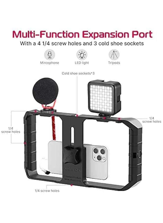 Arabest Professional Smartphone Video Rig for Filmmaking, Vlogging, and Videography with Tripod Mount and Cold Shoe - Compatible with iPhone, Samsung, and More - Image 3