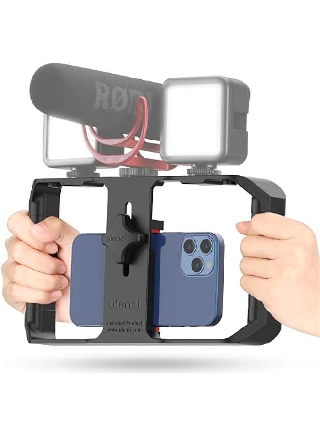 Arabest Professional Smartphone Video Rig for Filmmaking, Vlogging, and Videography with Tripod Mount and Cold Shoe - Compatible with iPhone, Samsung, and More - Image 1