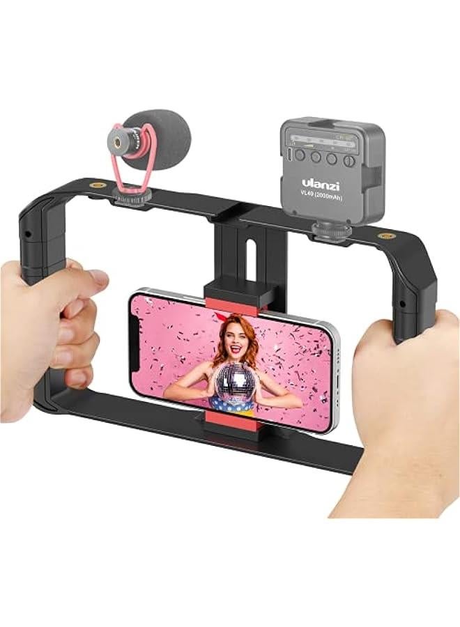 Arabest Professional Smartphone Video Rig for Filmmaking, Vlogging, and Videography with Tripod Mount and Cold Shoe - Compatible with iPhone, Samsung, and More - Image 5
