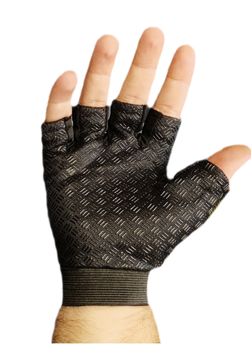 Generic Half Finger Gloves with Knuckle Protection for Exercise and Cycling, Camouflage Green  - Image 2