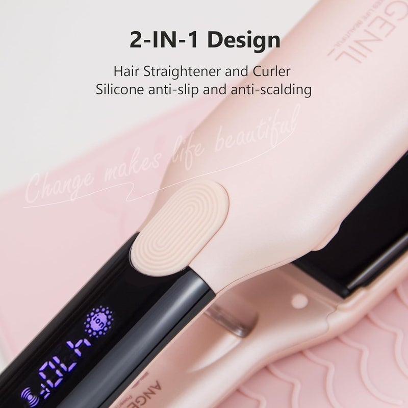 ANGENIL Hair Straightener 4.5 cm Professional Straightener 15s Fast Heating Hair Straightener 2-in-1 Curling and Straightening Dual Voltage Travel Hair Straightener 160°C - 240°C Adjustable LCD - Image 3