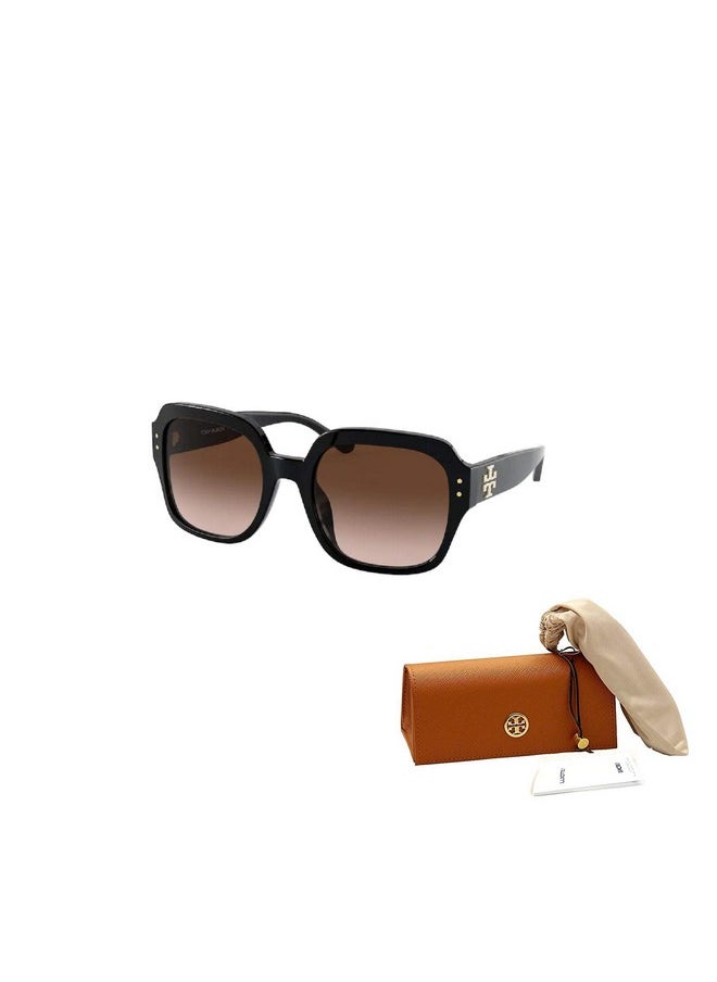 Tory Burch - Ty7143U 170913 56M Blackdark Brown Gradient Square Sunglasses For Women + Bundle With Designer Iwear Eyewear Kit - Image 1