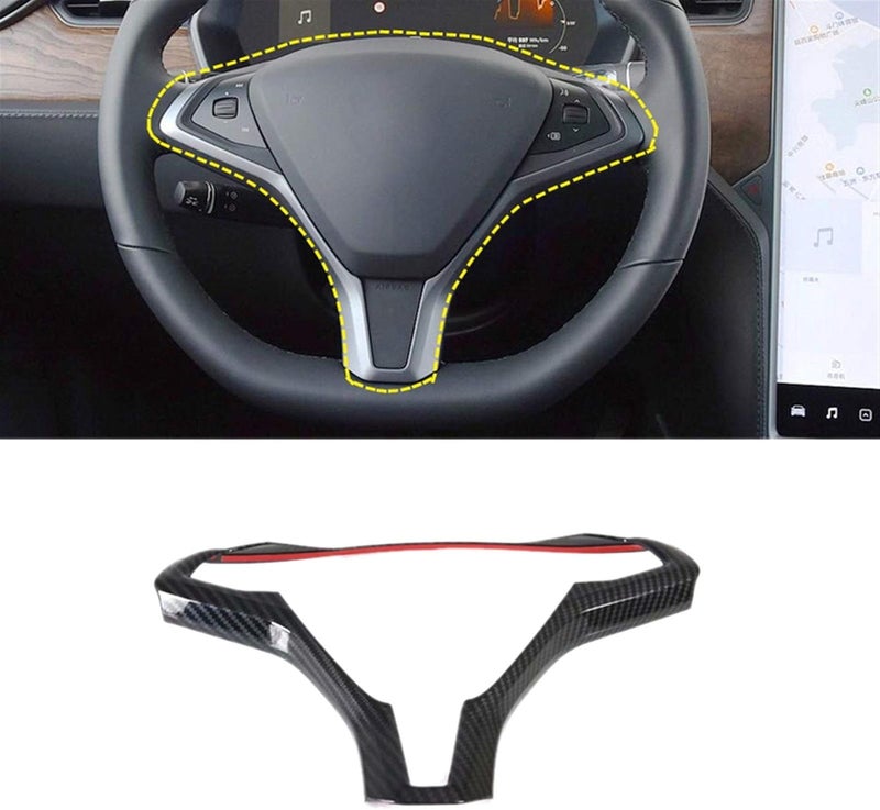 DEMULAX Carbon Fiber Steering Wheel Frame Trim for Tesla - Image 4