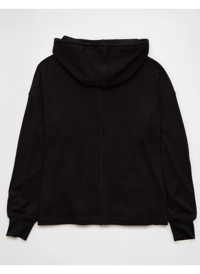 American Eagle Oversized Waffle Drawstring Hoodie  - Image 4