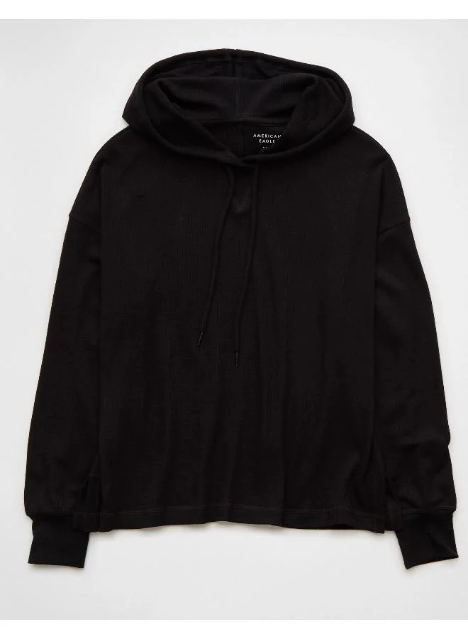 امريكان ايجل Oversized Waffle Drawstring Hoodie