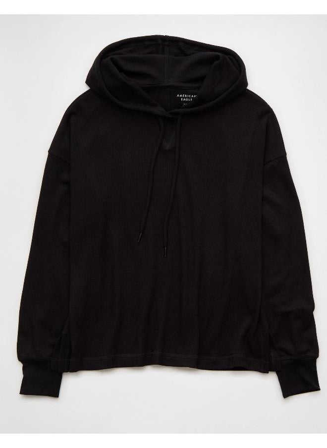 American Eagle Oversized Waffle Drawstring Hoodie  - Image 3