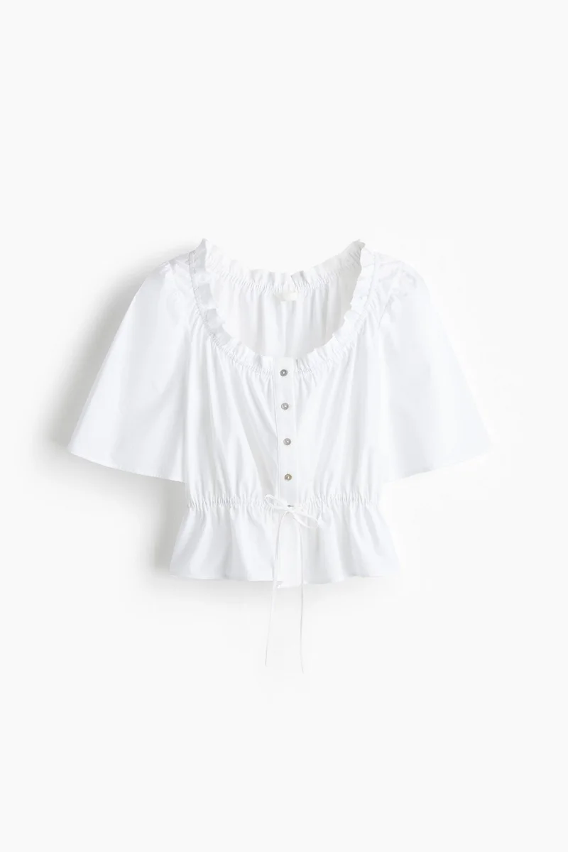 اتش اند ام Frill-trimmed cotton blouse