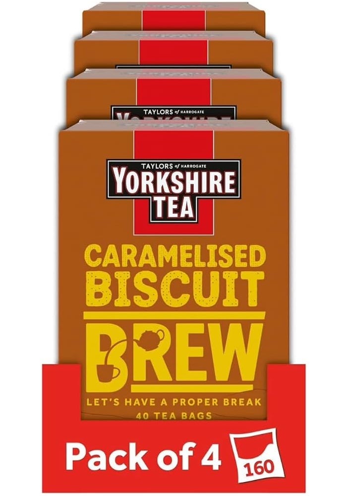 Yorkshire Tea Caramelized Biscuit Flavored Tea Bags - Pack of 4 (160 Sachets) - Image 1