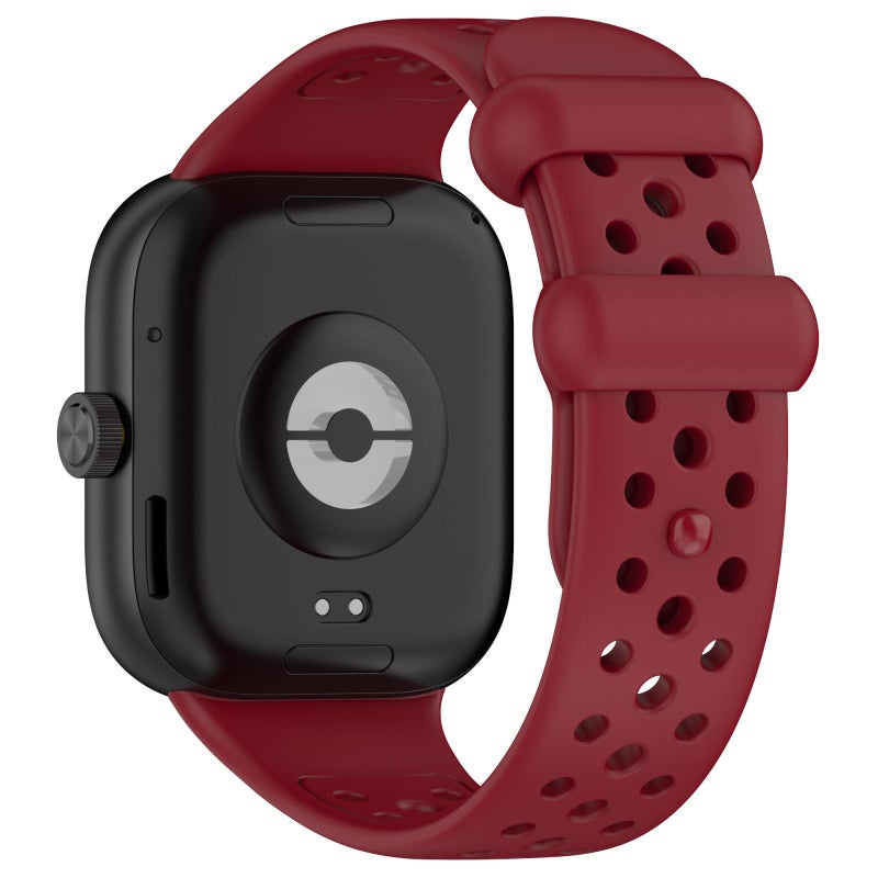 إيروريكس سوار ساعة شاومي سمارت باند 9 برو/8 برو/ريدمي واتش 5/4، سوار ساعة من السيليكون بلون سادة بفتحة تهوية (أحمر) - Image 2