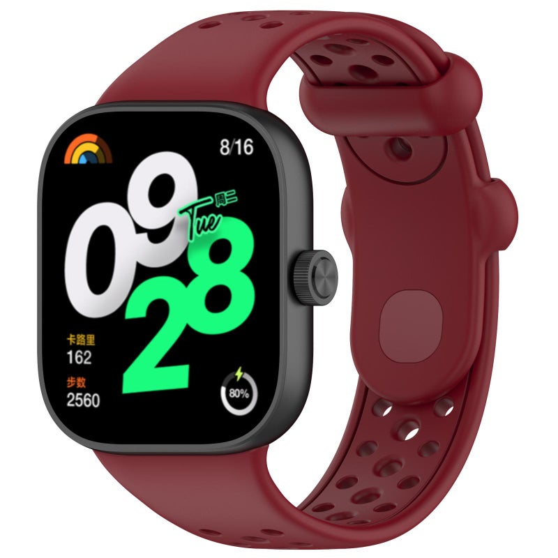 إيروريكس سوار ساعة شاومي سمارت باند 9 برو/8 برو/ريدمي واتش 5/4، سوار ساعة من السيليكون بلون سادة بفتحة تهوية (أحمر) - Image 1