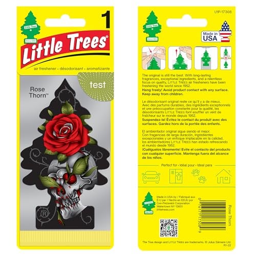 Little Trees Rose Thorn Air Freshener | Bold Floral Fragrance | Iconic Tree Hanging Design | For Car, Home, Wardrobe | Imported from USA - Image 1