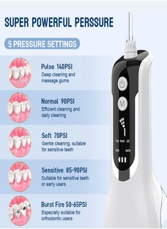 Changli Water Flosser, Water Dental Flosser Pick for Teeth, 330ML IPX7 Waterproof Oral Irrigator, 5 Modes 4 Replaceable Jet Tips, Professional Flossing Cleaning Picks for Home Travel Gums, Braces Care  - Image 2