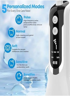 Changli Water Flosser, Water Dental Flosser Pick for Teeth, 330ML IPX7 Waterproof Oral Irrigator, 5 Modes 4 Replaceable Jet Tips, Professional Flossing Cleaning Picks for Home Travel Gums, Braces Care  - Image 5