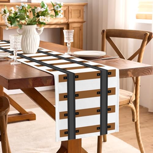 Buxiuer Polar Railroad Train Track Table Runner Christmas Train Express Birthday Party Decoration Wild West Dining Room Home Kitchen Island Decor (13" x 72") - Image 2