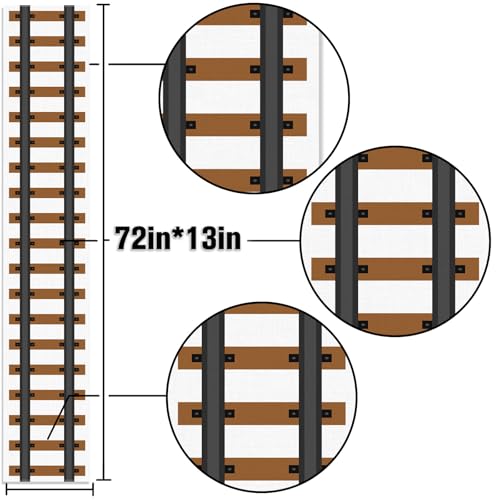 Buxiuer Polar Railroad Train Track Table Runner Christmas Train Express Birthday Party Decoration Wild West Dining Room Home Kitchen Island Decor (13" x 72") - Image 3