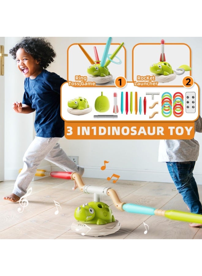 Urban Trendo 3-in-1 Dinosaur Rocket Launcher, Ring Toss & Musical Jumping Toy for Kids, Remote Control Outdoor & Indoor Toys for Boys and Girls - Image 5