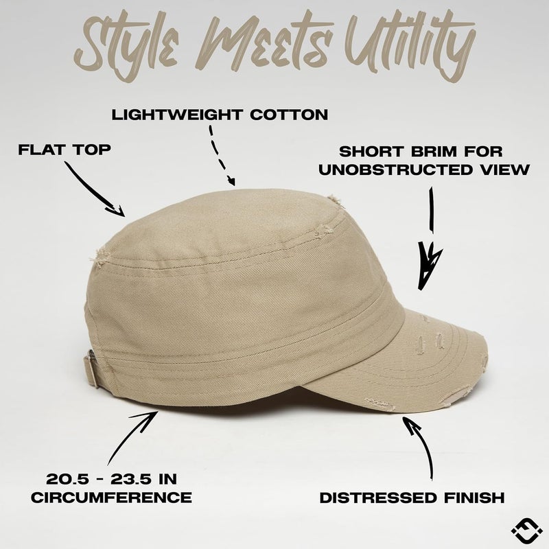 Funky Junque Distressed Military Hat – Newsboy Hats for Women, Short Brim Army Baseball Cap, Womens Cadet Hat Trendy Style - Image 3