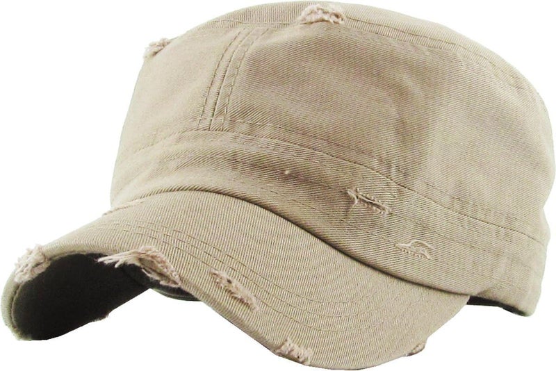 Funky Junque Distressed Military Hat – Newsboy Hats for Women, Short Brim Army Baseball Cap, Womens Cadet Hat Trendy Style - Image 1