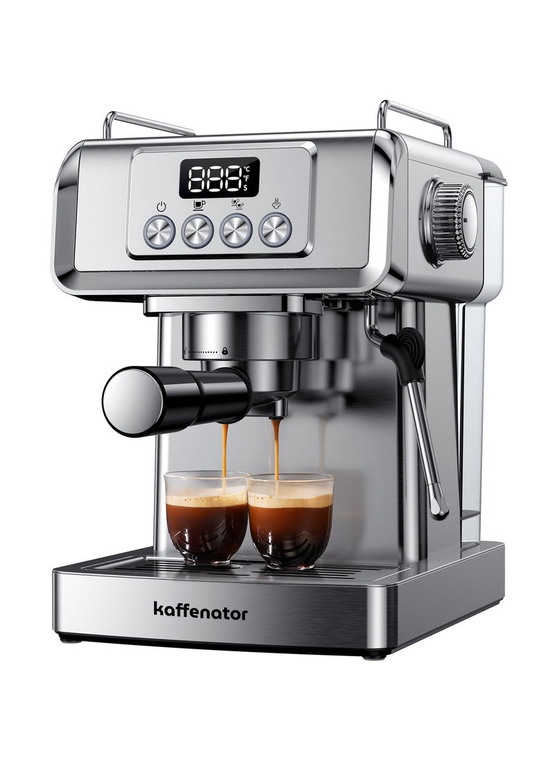 kaffenator kaffenator Espresso Machine 20 Bar with Milk Frother Steam Wand, Professional Latte & Cappuccino Maker for Home, 60 Oz Water Tank, Temperature Display, Stainless Steel, 1350W  - Image 1