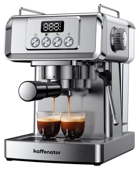 kaffenator Espresso Machine 20 Bar with Milk Frother Steam Wand, Professional Latte & Cappuccino Maker for Home, 60 Oz Water Tank, Temperature Display, Stainless Steel, 1350W